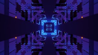 FREE concert background vj loop | blue neon bricks tunnel