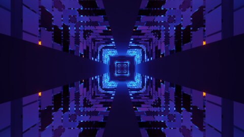 FREE concert background vj loop | blue neon bricks tunnel