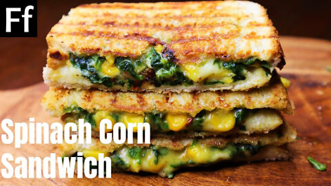 Spinach Corn Sandwich Recipe | Quick and easy Sandwich on pan