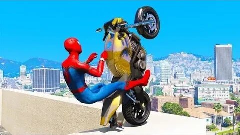 GTA V : Spiderman Dangerous stunts on bike EPS. 04