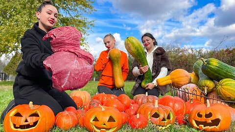 🎃Лучший Рецепт Хэллоуинского Сезона — Говядина в Тыкве! Сказочное Блюдо