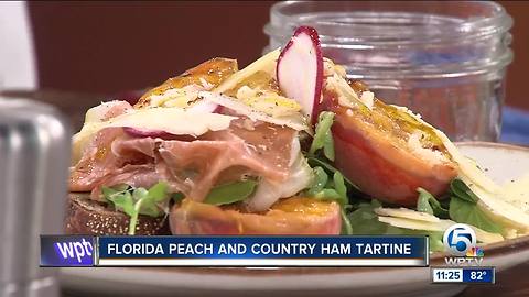 Florida peach and country ham tartine