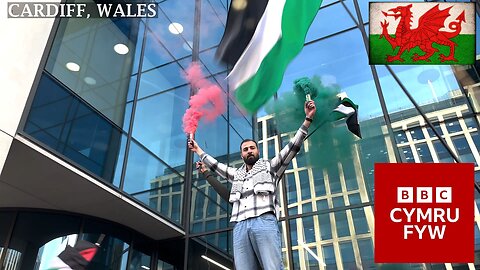 Pro-Palestinian marched through the city center to BBC