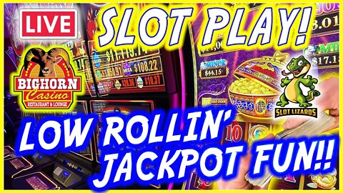 🔴 MASSIVE JACKPOT! J'S LOW ROLLIN' WEDNESDAY JACKPOTS! EPISODE 9! BIGHORN CASINO