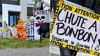 Cette Québécoise crée un système de distribution de bonbons sans contact pour l'Halloween