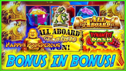 SPINNING BIG BONUS IN BONUS! Dragon Link Happy and Prosperous VS All Aboard Dynamite Dash Slot