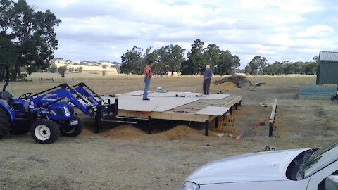 Building the kit home 09 - Floor panels. Is three months in the weather really good for your floors?