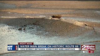 Busy Tulsa street buckles after water main break