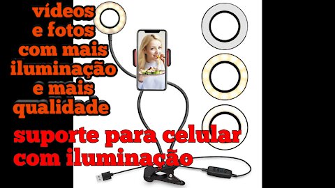 teste e análise suporte para celular com luminária otimo para fazer conteúdo para redes sociais.