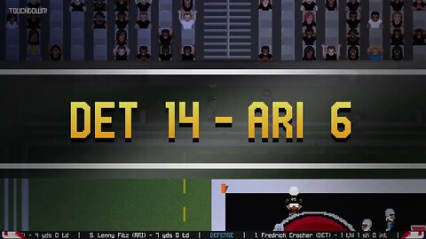 L:1-6- Q1:037- Bartholomew Fry 4 Yard Touchdown Strike to Rod Tidwell! Arizona cuts the lead to 14-7