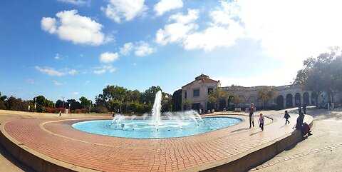 around the pool with the children