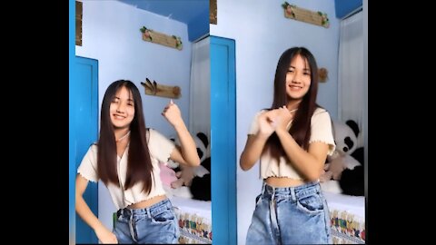 Young Cute Asian Girl TikTok Dance