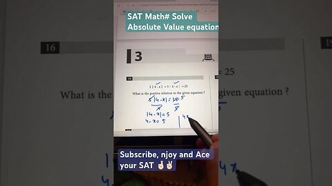 Solve absolute value equation#mathtrick #satmath #youtubeshorts