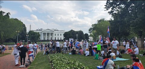 HAPPENING NOW: Hundreds outside White House to support anti-communist protests in Cuba...