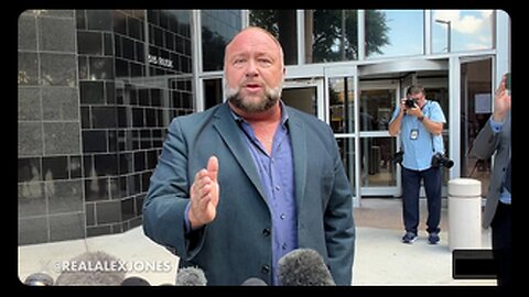 Alex Jones Gives Press Conference At Federal Courthouse in Houston On Hearing To Close Infowars