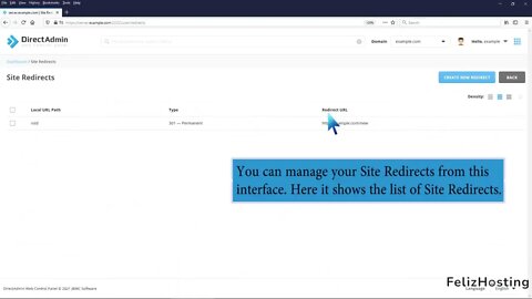 How to remove a redirect from your website in DirectAdmin FelizHosting