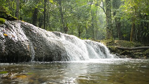 Fresh water flowing over the rock