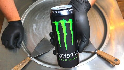 Monster Ice Cream Rolls | how to make Monster Energy Ice Cream - rolled ice cream recipe ASMR Food