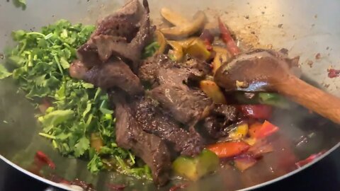 Beef Ribeye Stir Fry - Add the Beef Coriander and Noodles 1/2