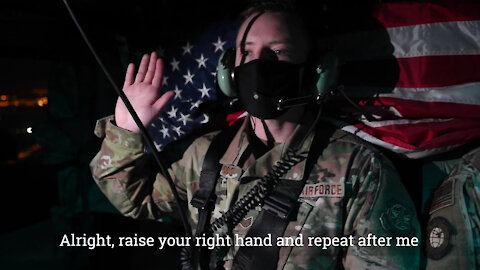 Incirlik Airman reenlists in a UH-60 Black Hawk