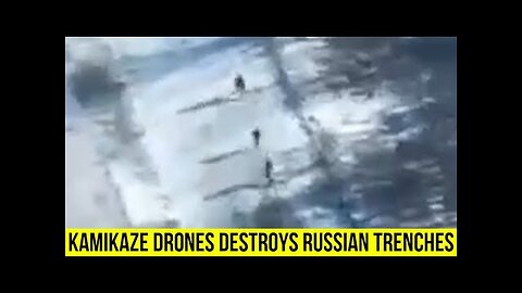 Russian troops running away from Ukrainian kamikaze drones.