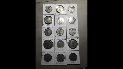 eBay Auction Ends Today: 1941-1945 P,S,D Mint Marks - Lot of 15 Walking Liberty Half Dollars