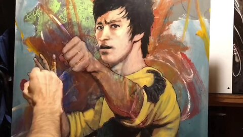 Time Lapse - Painting Bruce Lee in Acrylics