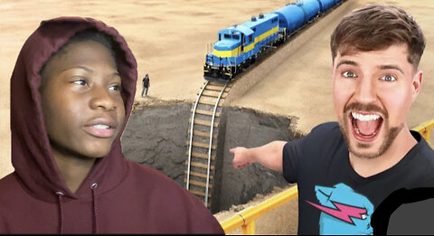 Reacting to mr beast train vs giant pit