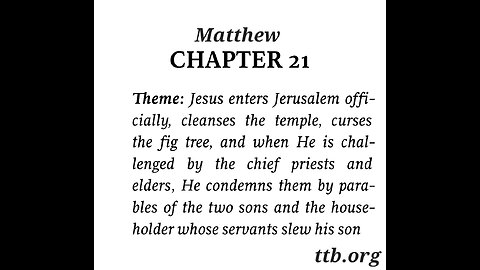 Matthew Chapter 21 (Bible Study)