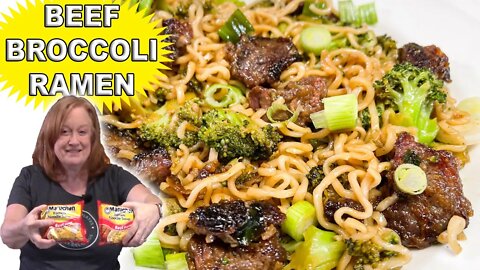 Skillet BEEF BROCCOLI RAMEN Chinese Dinner Idea