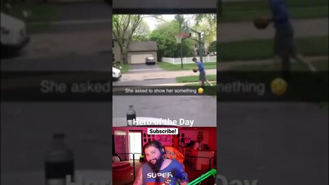 Mail lady hypes up kid shooting hoops