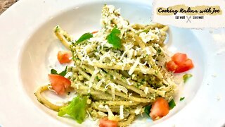 Pasta with Eggplant Pesto from Tuscany Cooking Italian with Joe