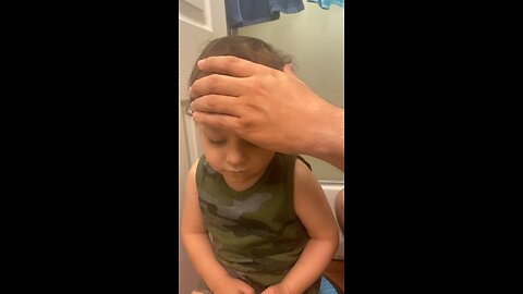 First hair cut. He so serious 😂. #haircut #baby #family #lol #familyfirst