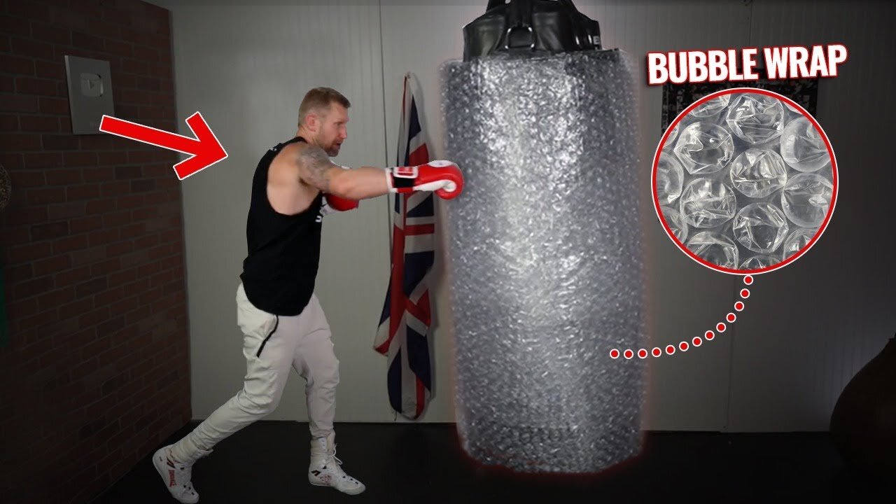 WOW Punching a Heavy Bag Wrapped in Bubble Wrap BOXING