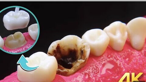 Amazing Tooth Decay restoration: of Crown in 4k