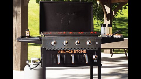 Blackstone 36 inch Outdoor Flat Top Gas Grill Griddle Station Starter Bundle with 4-burner Gril...