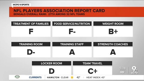 Bengals tied for last for treatment of families, according to the NFLPA