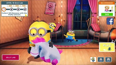 Despicable Me Minion Rush Level 18 - Collect 100 Bananas With The Fluffy Unicorn