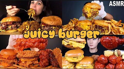 2x speed! JUICY BURGER ASMR MUKBANG😍🤤😊🍔🍗