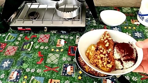 Simple Apple Crisp Cake On A Coleman Camping Stove