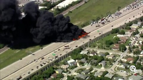 Witnesses react to tanker fire, traffic on I-95 in Delray Beach