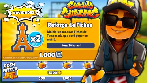 Medidor de Moedas e Reforço de Fichas do Subway Surfers