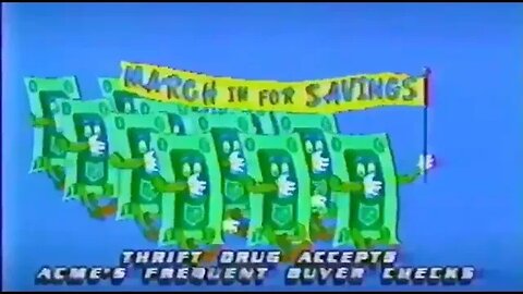 "March Into Thrift Drug, A Parade of Saving" 1986 Drugstore Commercial (80's Ad)