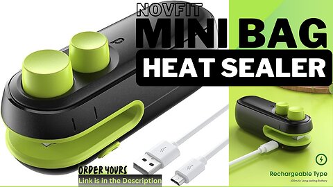 NOVFIT Mini Bag Heat Sealer| Keep Food Fresh| Sealing & Cutting| No Preheating| Rechargeable Battery