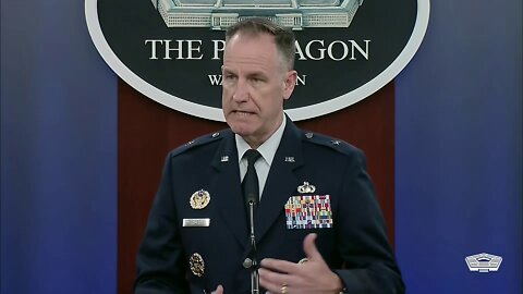 Pentagon Press Secretary Air Force Brig. Gen. Pat Ryder briefs the news media.