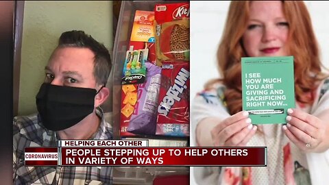 Helping Each Other: Masks, food baskets and messages