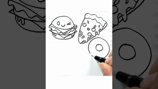 How to draw and paint Fast Food Kawaii #shorts