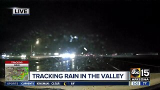 Rain falling in the Valley Monday morning