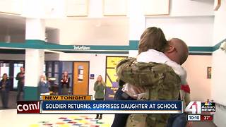 Soldier returns, surprises daughter at school