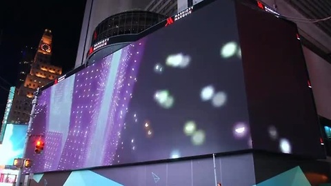 Block-long billboard lights up Times Square